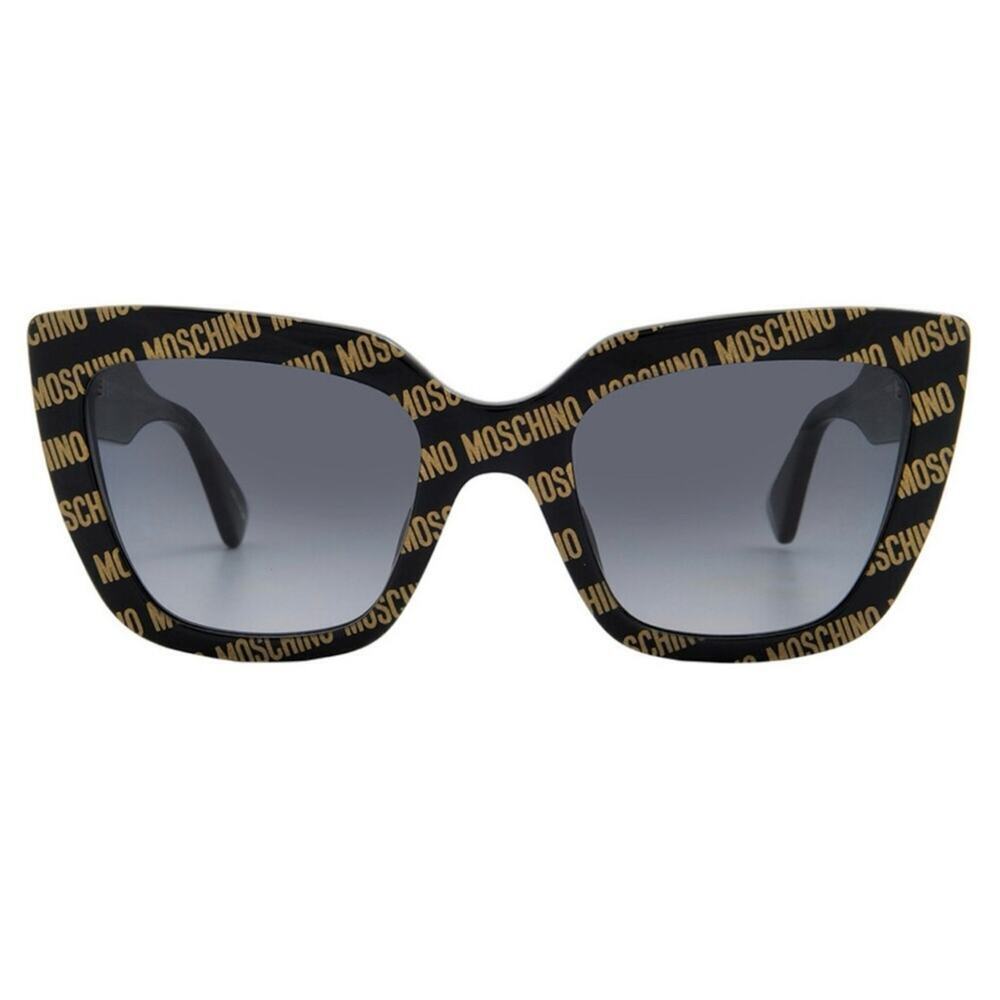 NEW!! Moschino Black Sunglasse Gold Logo Pattern, MOS148/S 7RM9O, Authentic